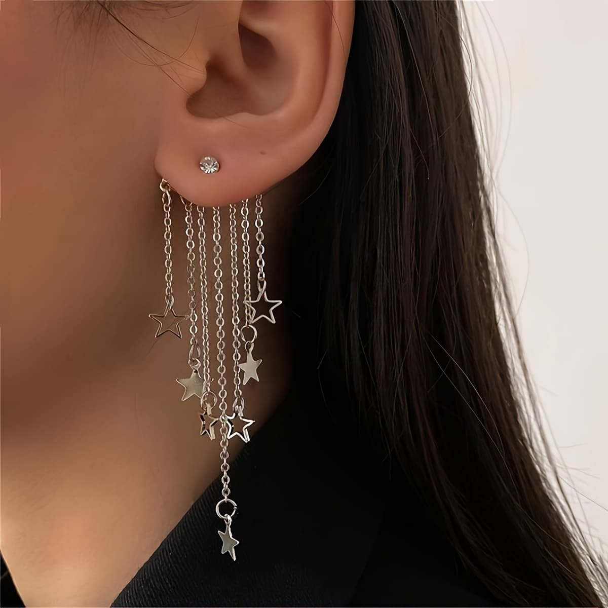 TEMU A Pair Of Vintage- Ethnic Star-shaped Pendant Earrings