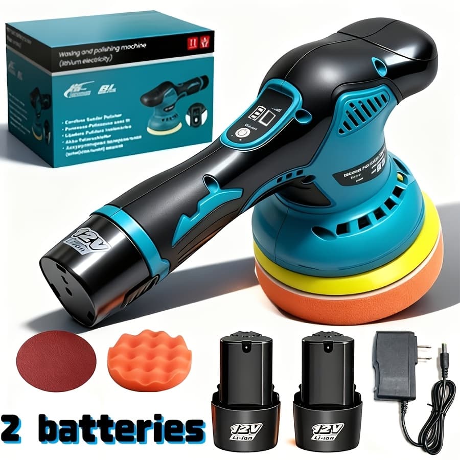 TEMU Bourvill Cordless Car Polisher, Car Polishing Kit, With Battery, 8 Gears, Up To 5000 Rpm, 5-inch Grinding Screen Button, For Car Detailing/scratch Removal