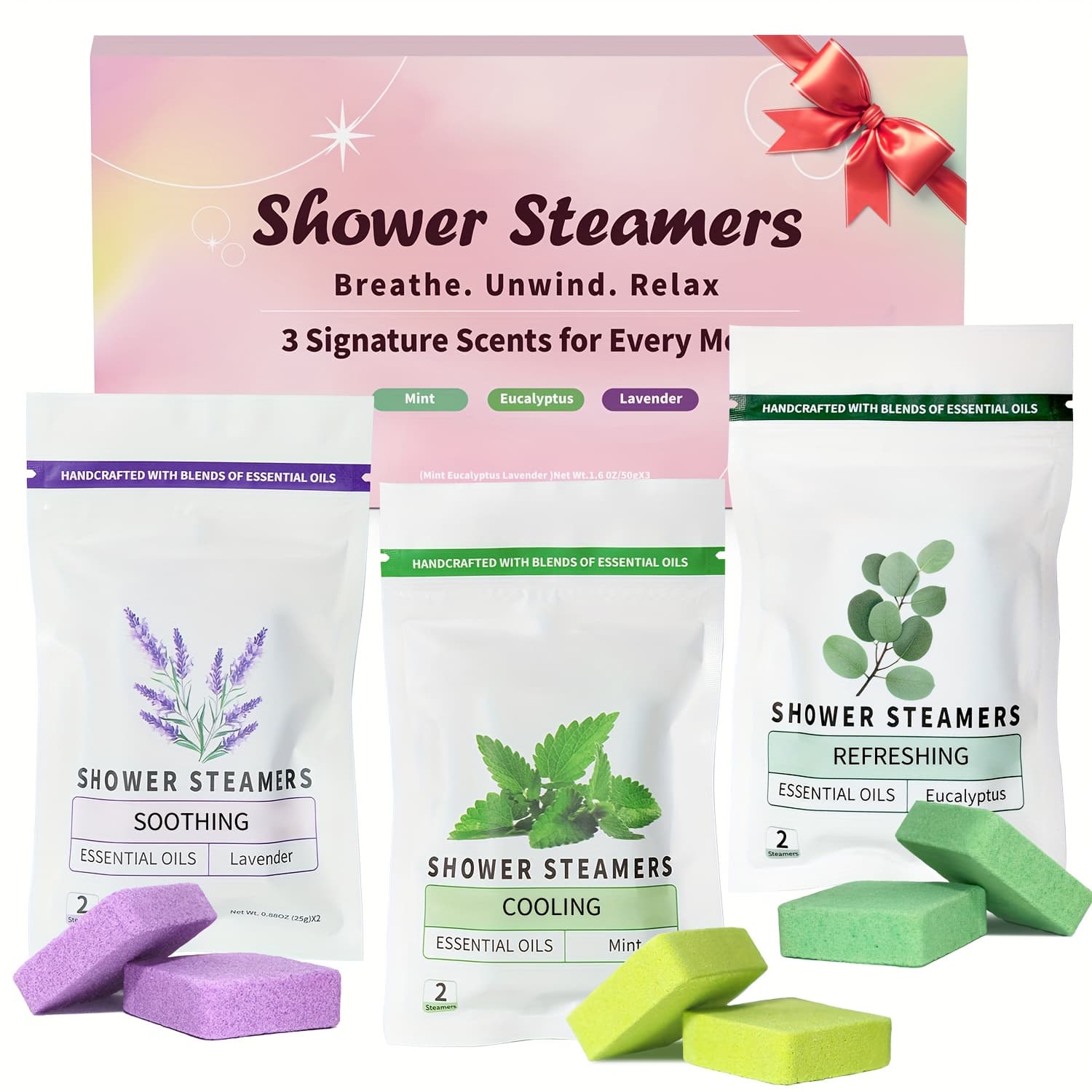 TEMU 6/8-pack Shower Steamers Shower Sheet, 7 Including Lavender, Mint, Citrus, Jasmine, For Use, Travel-friendly Set For Men And Women