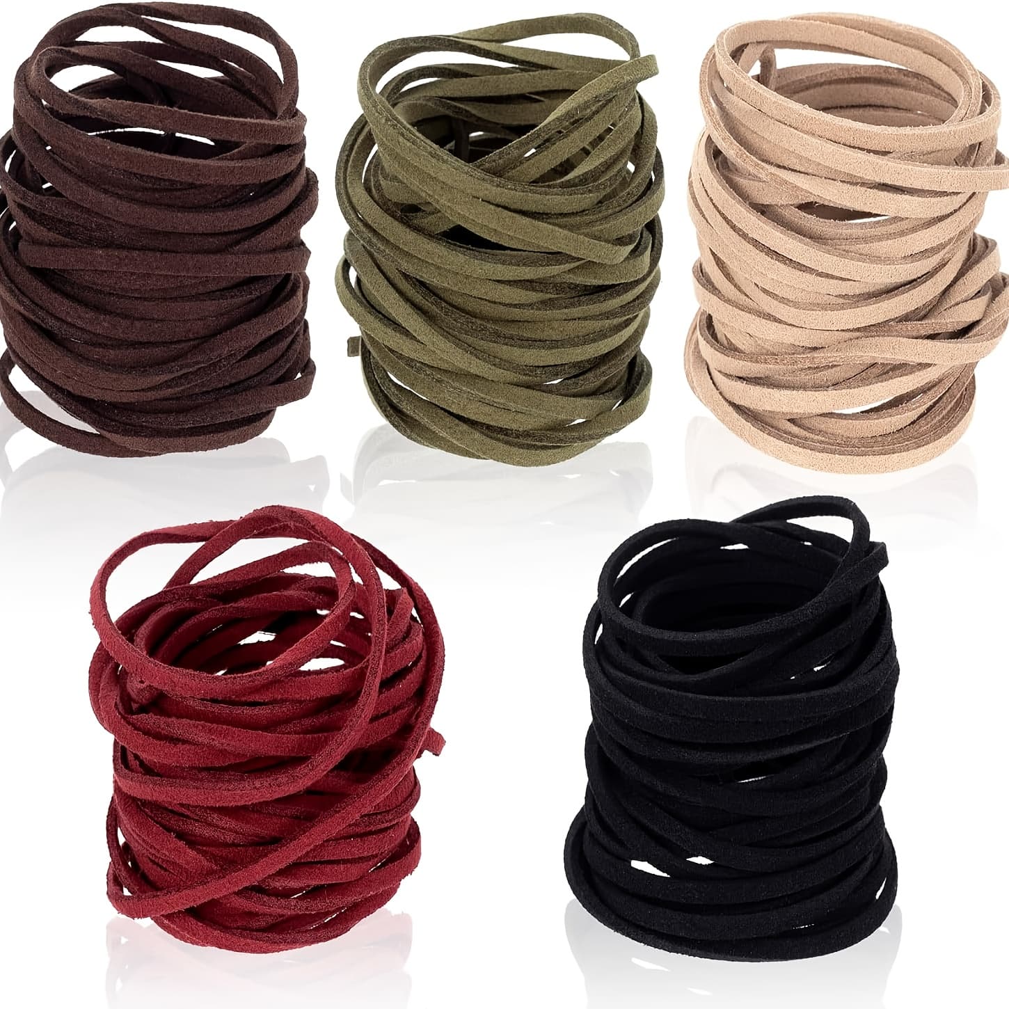 TEMU 5 Rolls 4m Flat Genuine Leather Cord, 3mm Natural Flat Suede Leather Strips, Leather Shoes Laces, Leather String For Beading Jewelry Making, Necklace, Bracelet Crafts