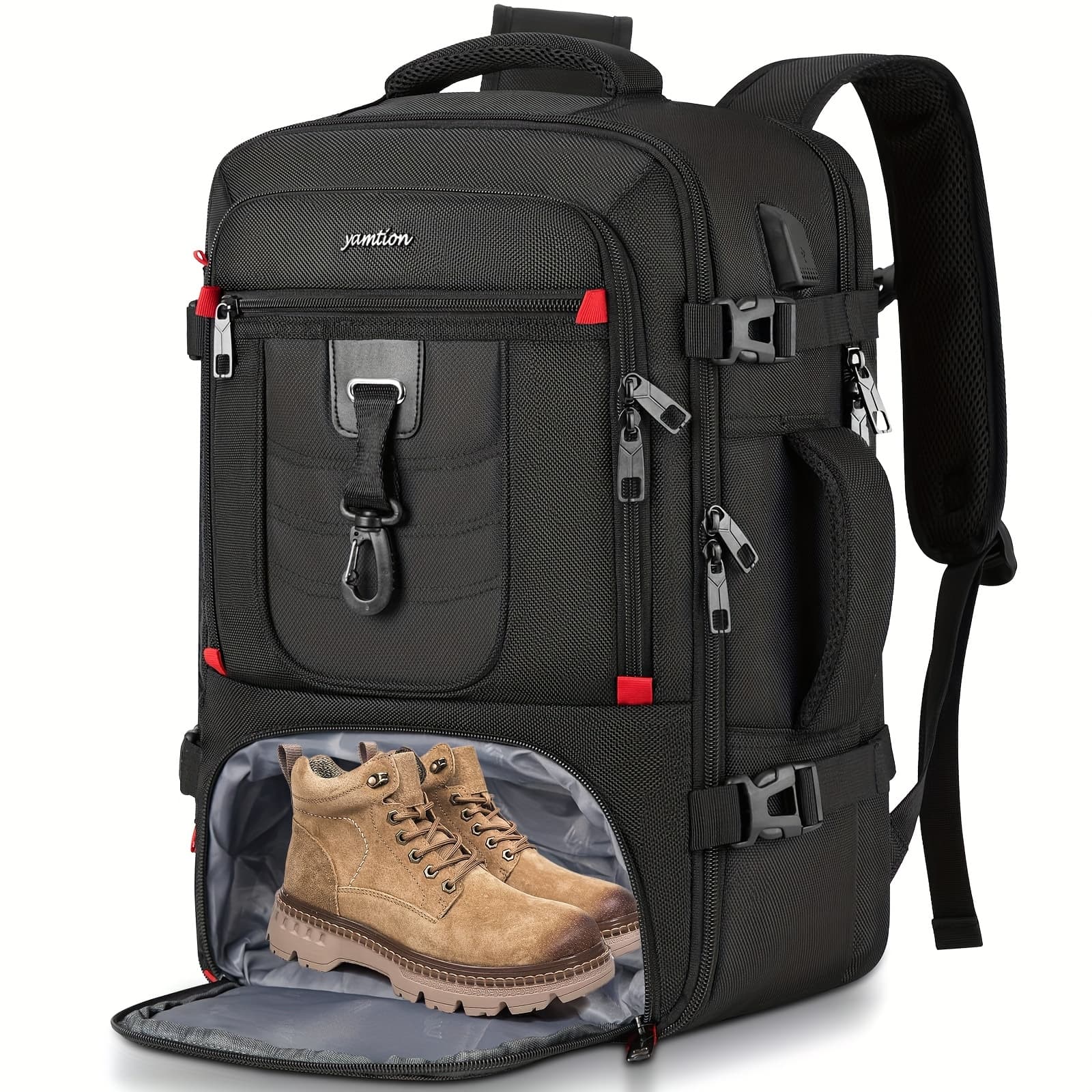 TEMU Airline Approved Carry On Backpack With Shoe & 17in Laptop Compartment - Unisex Travel Backpack For , Weekender Bag For Gym, College, Sport - Mochila De Viaje