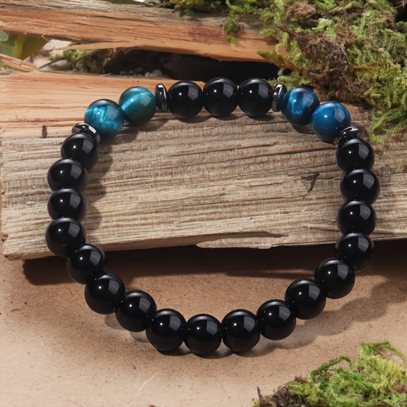 TEMU Eye And Black Onyx Handmade Bracelet, Suitable For Everyday Wear For Men And Women, A Gift For Holidays, Birthdays, Christmas, New Year