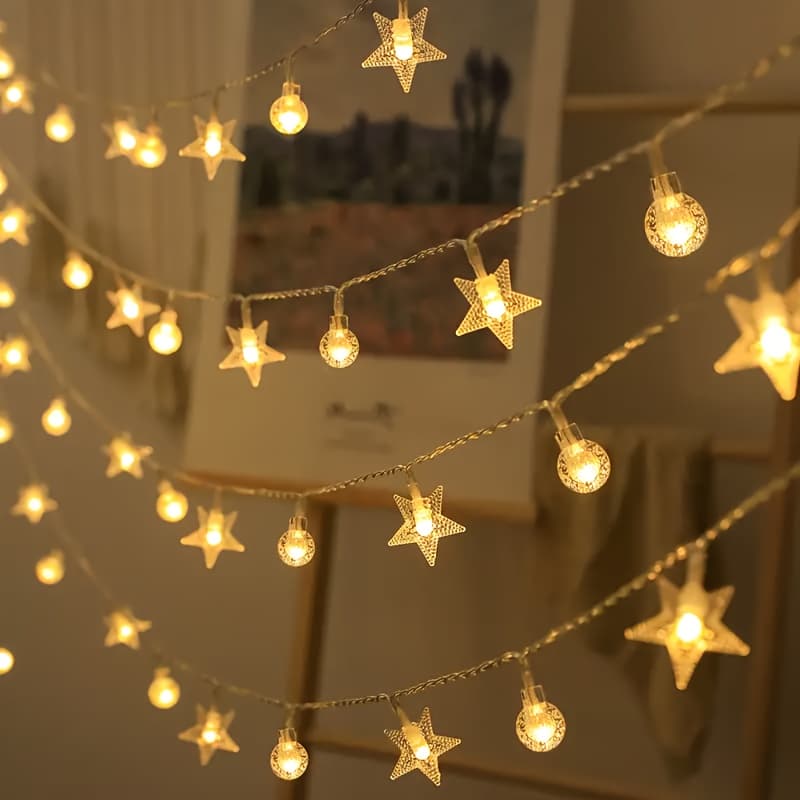 TEMU 1 Pack Of Star , Battery Operated String Lights - Silvery Wire Firefly Starlight Diy Bedroom, Suitable For Weddings, Parties, Festivals, Christmas (without Batteries)