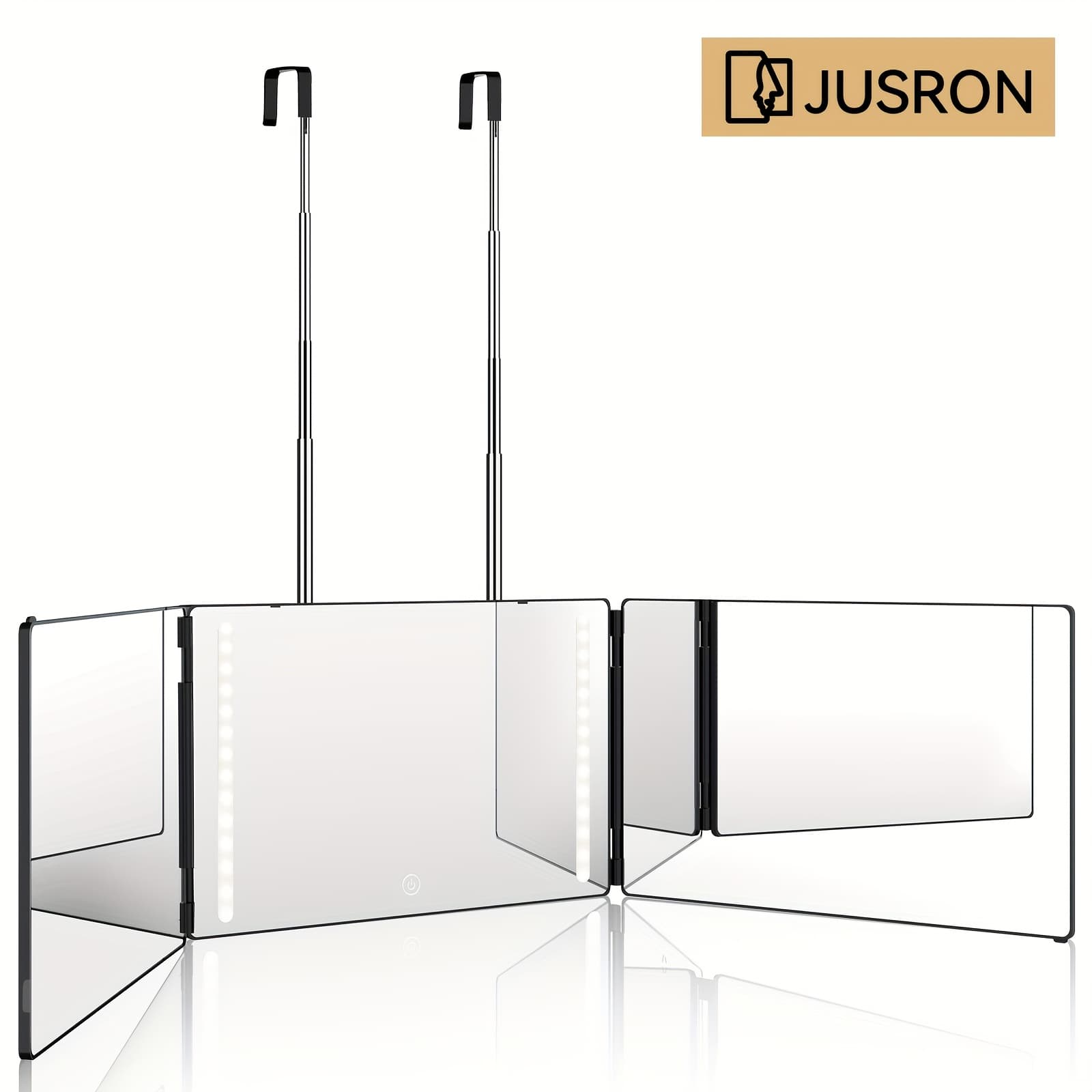 TEMU 360 Viewing Angle Self Hair Cutting Mirror, Clear Hd Glass (black With Led)