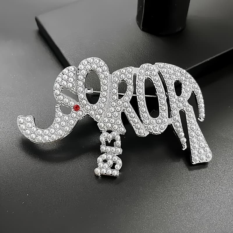 TEMU 1pc Of Bead Elephant 1913 Brooch, Letter Brooch, Gift Jewelry