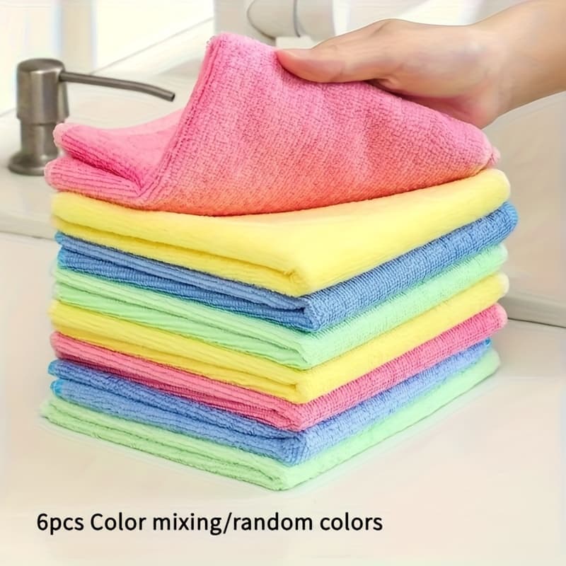 TEMU 6-pack Random -absorbing Dishcloths - , Suitable For Tableware, Countertops, Sinks, And Reusable. Durable Cleaning Set For Multiple . Cleaning Cloth, Reusable, With Edges.