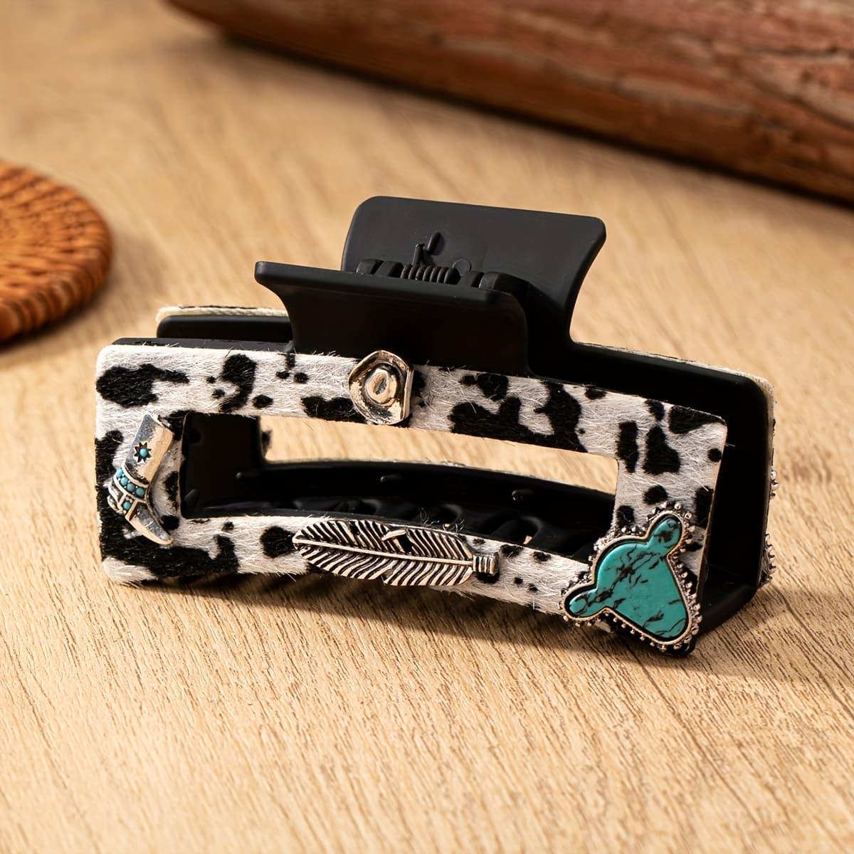 TEMU Western Cowboy Hat Hair Claw Clip Turquoise Stone Decor Hair Clip Shark Clip For Women Hair Accessories