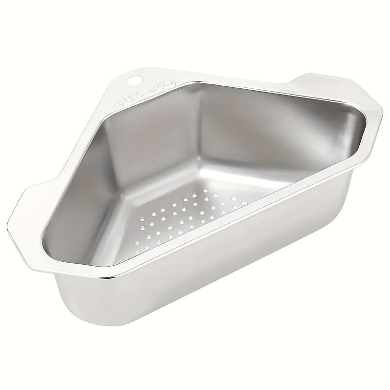 TEMU 1pc 304 Stainless Steel Sink Drain Basket Triangular Sink Kitchen Sink Washbasin Food Filter Rack Kitchen Gadgets