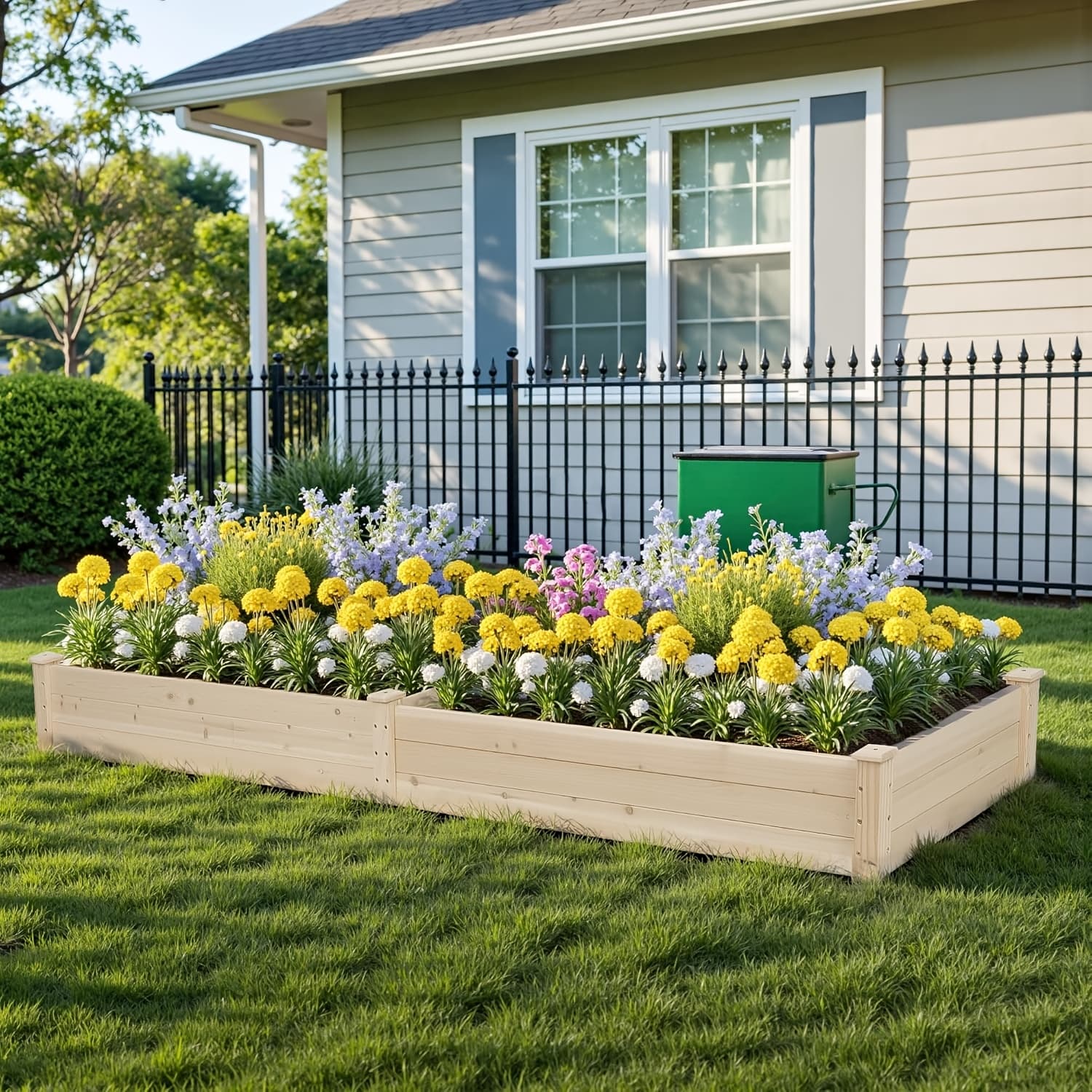 TEMU 8ft Square Elevated Vegetable Planting Pot, Rooftop Planting Box, Suitable For Gardens, Lawns, Flower Pots, Outdoor Railings Pots, Rectangular Flower Pots, Creative Christmas Flower Pots