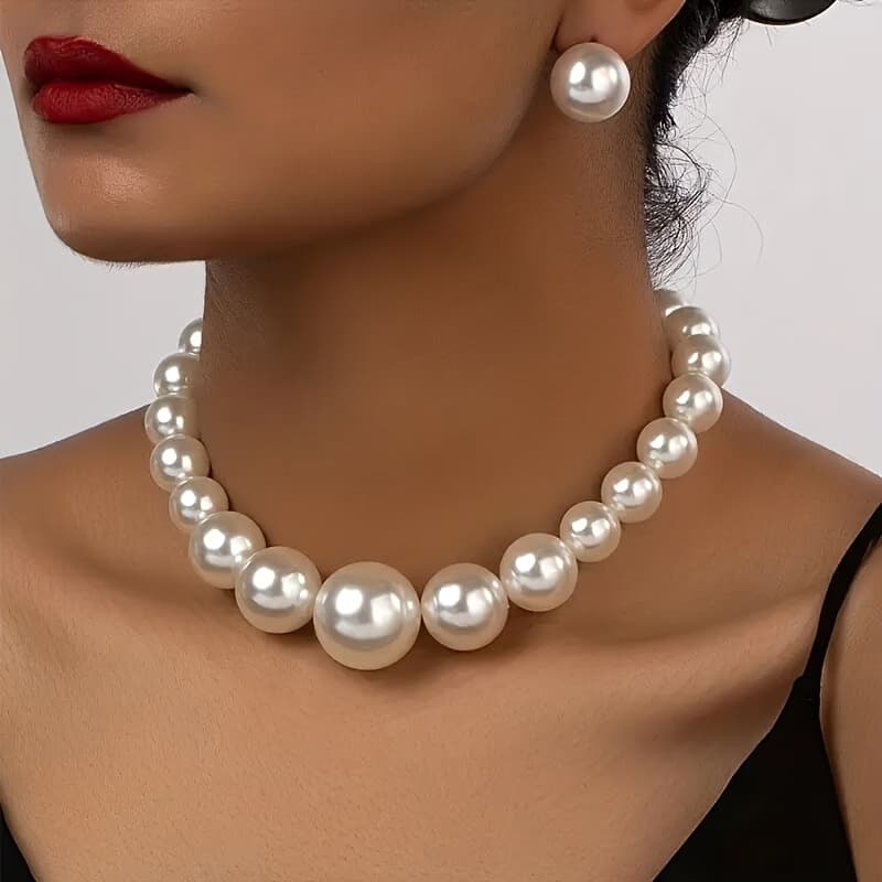 TEMU A Set Of 2pcs Featuring A Stylish, Elegant, And French - Necklace And Stud Earrings Jewelry Set, Perfect For Jewelry, Gifts, And An Ideal Present For Her