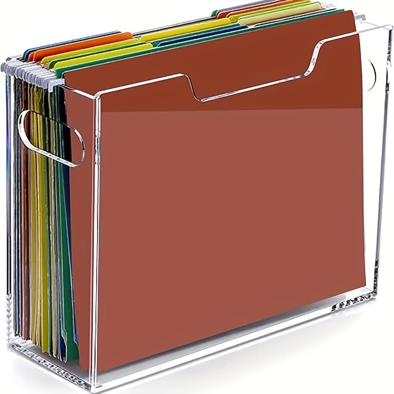 TEMU Acrylic Document Organizer | Fits Letter Size/a4, Includes Handle For Easy Carrying, Ideal For Office And Home Desktop File Management