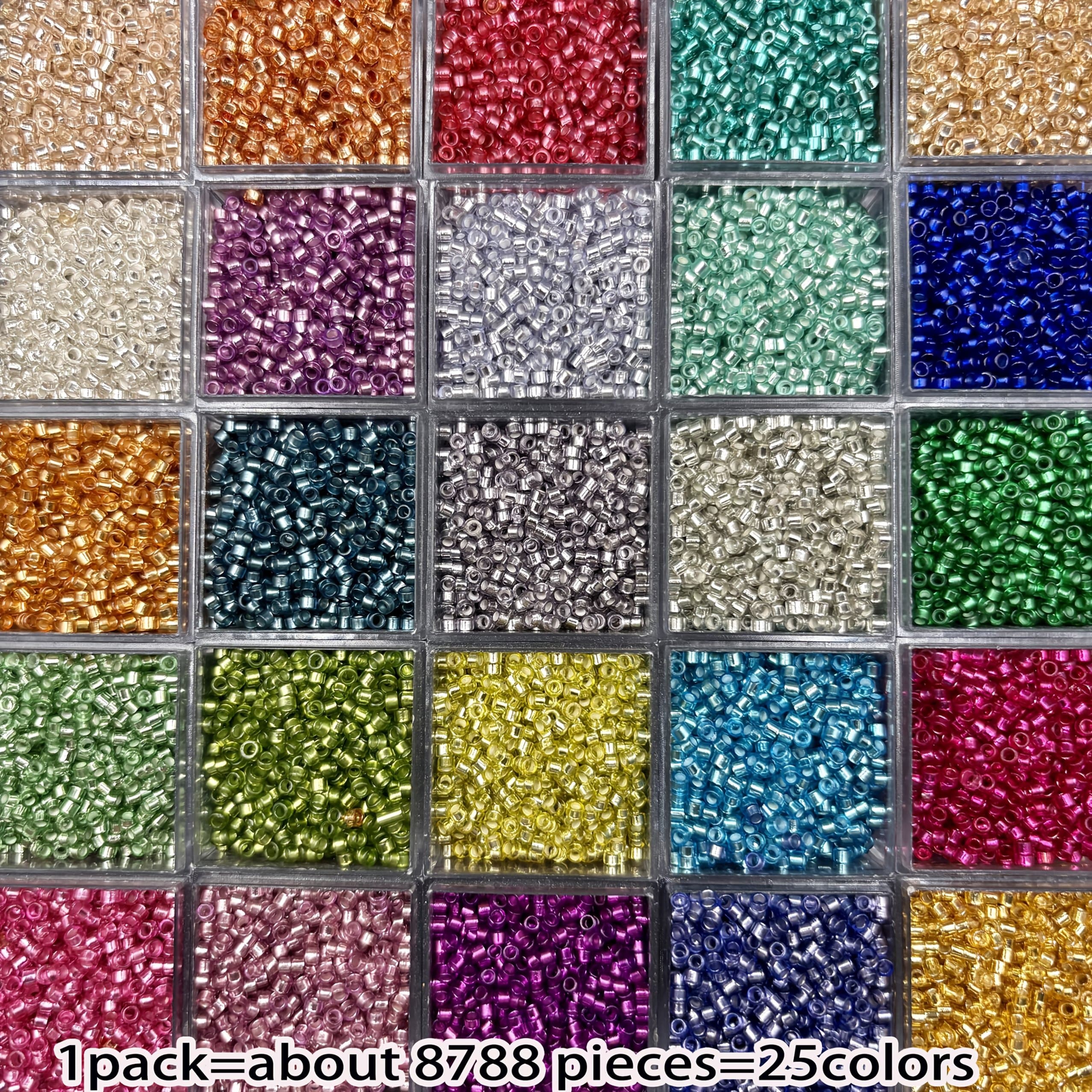 TEMU 8788pcs, 25 Colors, 2.5mm High-quality Silvery-filled Glass Decorative Rice Beads, Mini Retro-style Beads, Suitable For Handmade Bracelets, Clothing Additions And Gifts For ,
