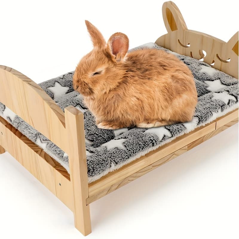 TEMU Wooden Pet Bed - Adorable Rabbit Hutch Designed Like An Animal With Cedar Filling () - Removable Habitat For Small Pets Like Hamsters, Guinea Pigs, And - Ideal Present For Christmas And Halloween