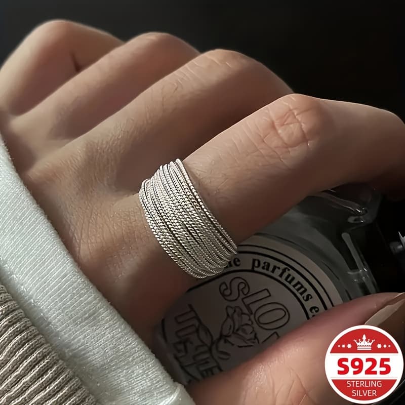 TEMU [adjustable 925 Sterling Silver Ring] With High-end Feel. Adjustable Ring Opening. Fashionable Full Set Ring