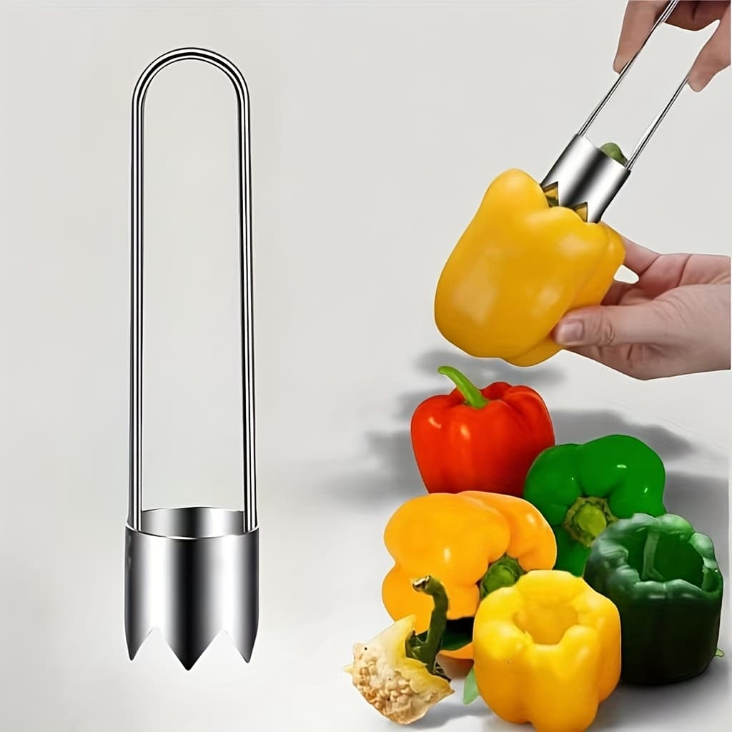 TEMU 1pc/2pcs Stainless Steel Fruit & Vegetable Tool, Red Seed Remover, Universal Kitchen Gadget For , Pear, Tomato, Pepper