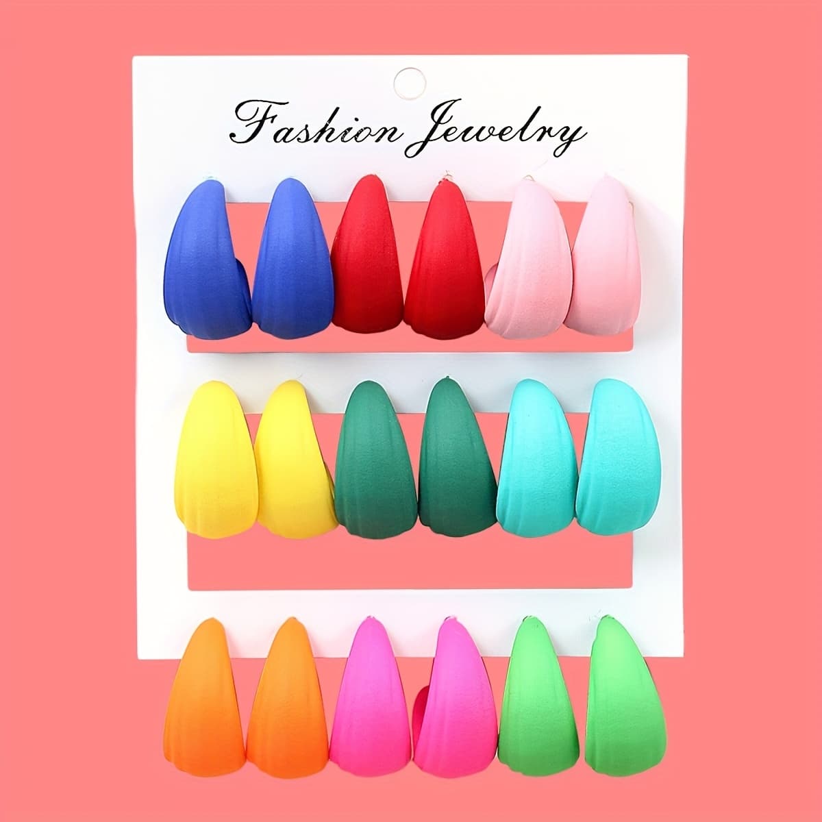 TEMU 18pcs Colorful C-stripe Painted Hoop Earring Set For Women