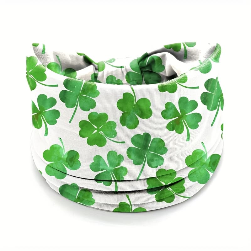 TEMU 1pc 's Accessory, Green Clover Print Headband, Comfortable Non-slip Sports Headband, Elegant Hairband