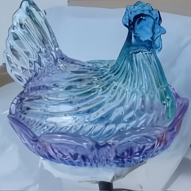 TEMU Chicken-shaped Crystal Glass Candy Dishes, Rustic Style Covered Fruit Bowl, Candy Bowl, Multicolor Desktop Dessert Dish, Snack Bowl, Egg Tray, , Room Adornment, Suitable For Receiving Amateurs