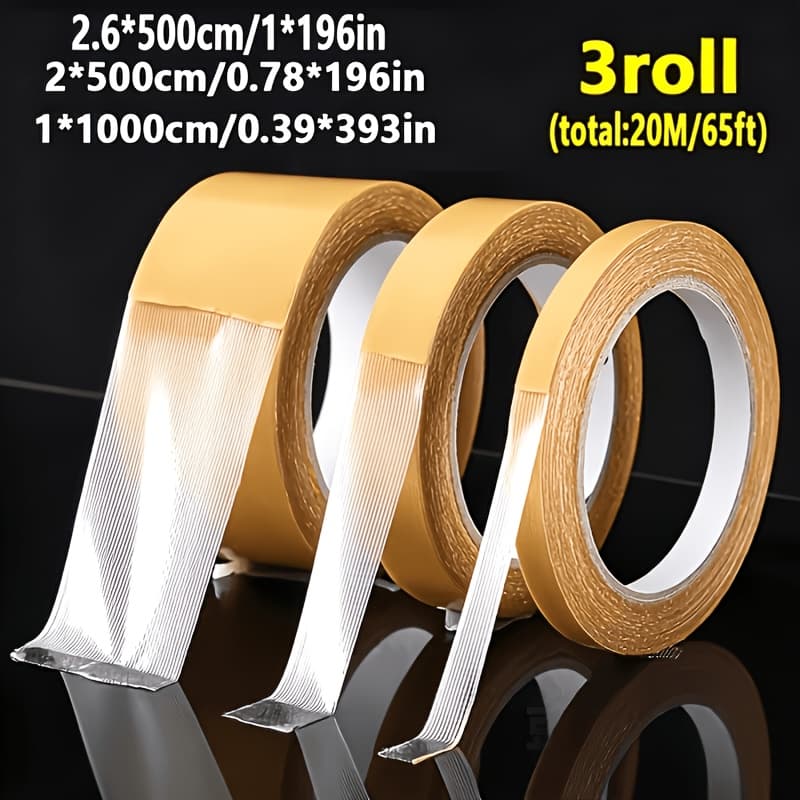 TEMU 3 Rolls Of Strong Adhesive Cloth Tape, Multi-functional Traceless Trouser Leg Application, Suitable For Fabric Clothing, No-sew Self-adhesive Fixing Stickers