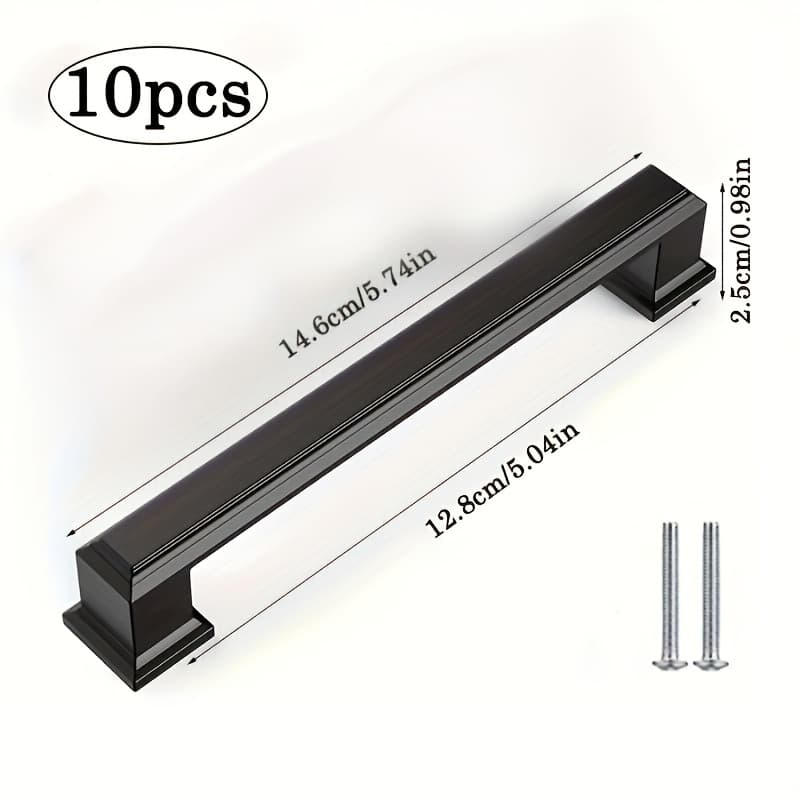 TEMU 10pcs Black Cabinet Pulls Made Of, American Solid Thickened Kitchen Cabinet Pulls, 3 Sizes From, Drawer Knobs, Furniture Hardware, With Of Mounting Screws