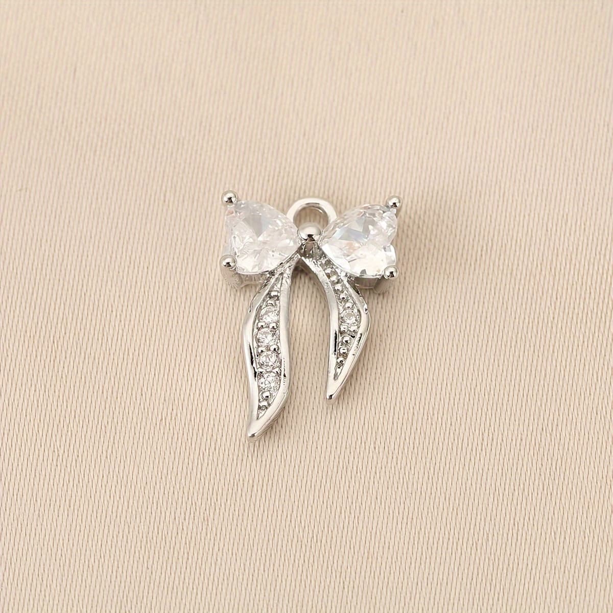 TEMU 6pcs Romantic Retro Micro-inlaid Zirconia Jewelry Additions Necklace Earrings Pendant Charm Bow Pendant Single Pendant