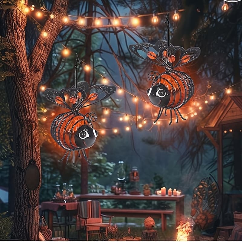 TEMU Set Of 2 Solar-powered Garden Lanterns Featuring A Metal , Suitable For Outdoor Decoration. Led Lights Come With Bouncy Springs And Used As Bug Lanterns For Tabletop Displays