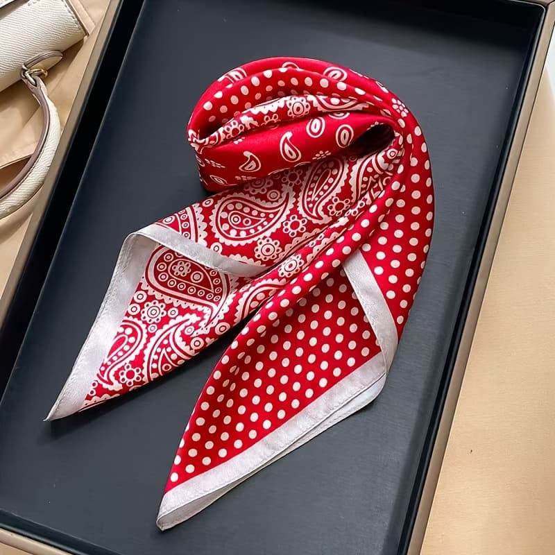 TEMU Elegant White- Dot Pattern Women' Scarf, , 4 , Multi-functional Use, Women's Scarf, Women's Shawl, Women's Headscarf, Suitable For All