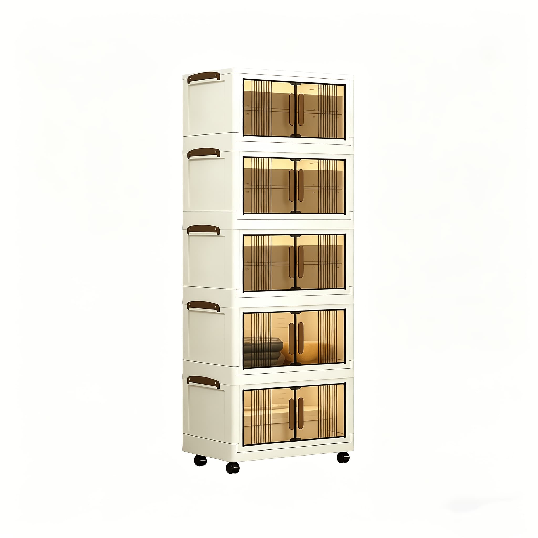 TEMU 29-gallon Extra-large Storage Cabinet, 3/4/5 Layer Foldable Plastic Drawers With Wheels, Transparent Stackable Organizer Box, Suitable For Bedroom, Living Room, Gift