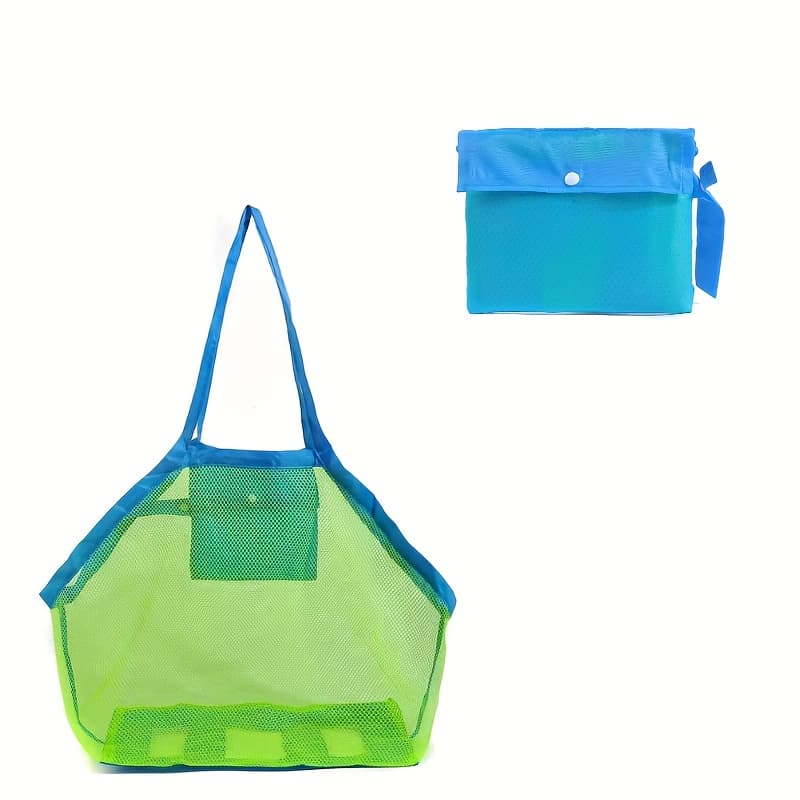 TEMU Large Mesh Beach Tote Bag - Foldable, Quick-dry, Lightweight & Durable Nylon With Fixed Shoulder Straps For Travel, Camping, And Vacation Storage, Beach Ba