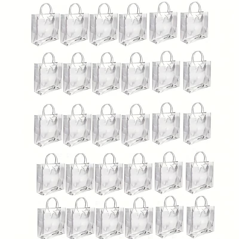 TEMU Gift For Her/him 30 Clear Plastic Gift Bags Featuring Handles, Reusable Transparent Pvc Tote Bags Suitable For , Easter, Christmas, Weddings, Parties, Birthday Presents, And Shopping