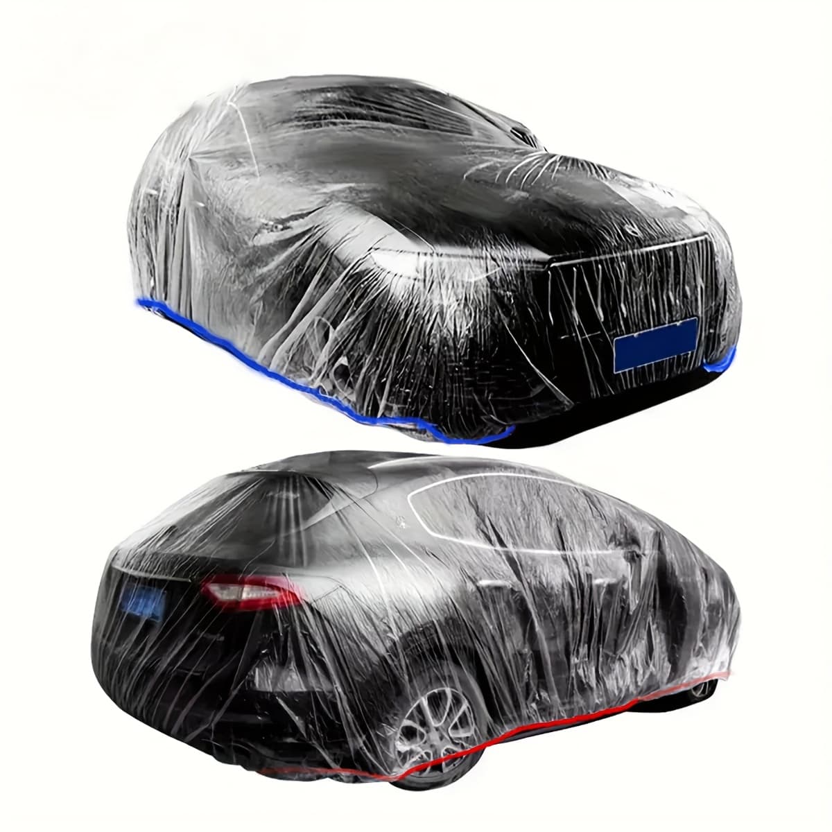TEMU Clear Pe Car Cover - Fit, Full Vehicle Protection , Rain, And Dust, Easy-to-use Disposable Auto Cover With Strong Adhesive Tape, Convenient Portable Design