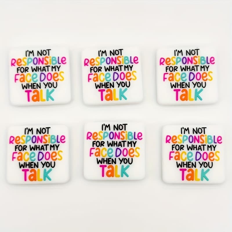 TEMU 6 Silicone Beads With The , " For When "; White Square Silicone Beads; Perfect For , Including Colorful Round Beads Ideal For Ballpoint Pens, Keychains