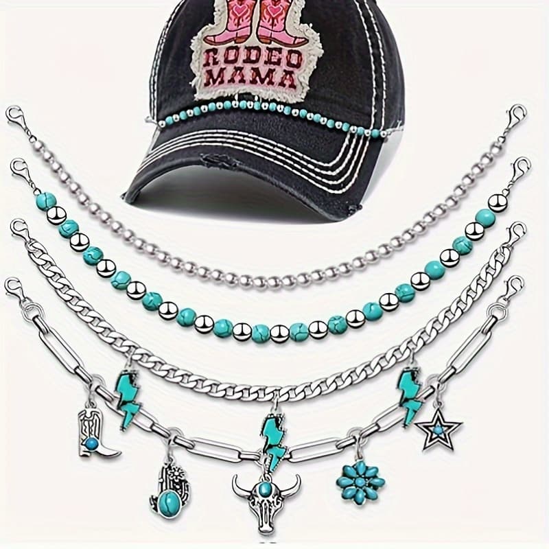 TEMU Summer Bohemian Wind Irregular Turquoise Hat Chain Retro Folk Wind Chain