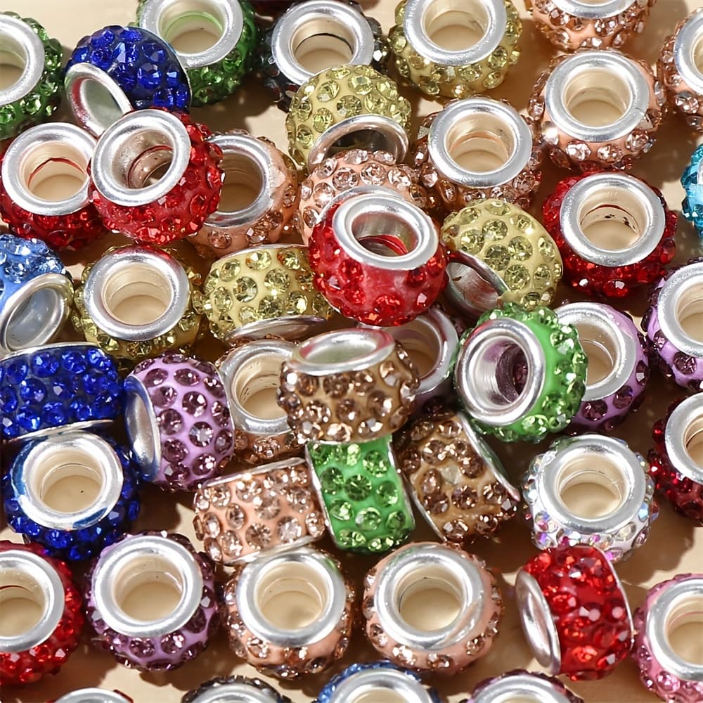 TEMU 200pcs 11mm Random Color Large Hole Beads Rondelle Sliding Spacer Beads For Jewelry Making Bracelet Necklace Earring Diy Supplies