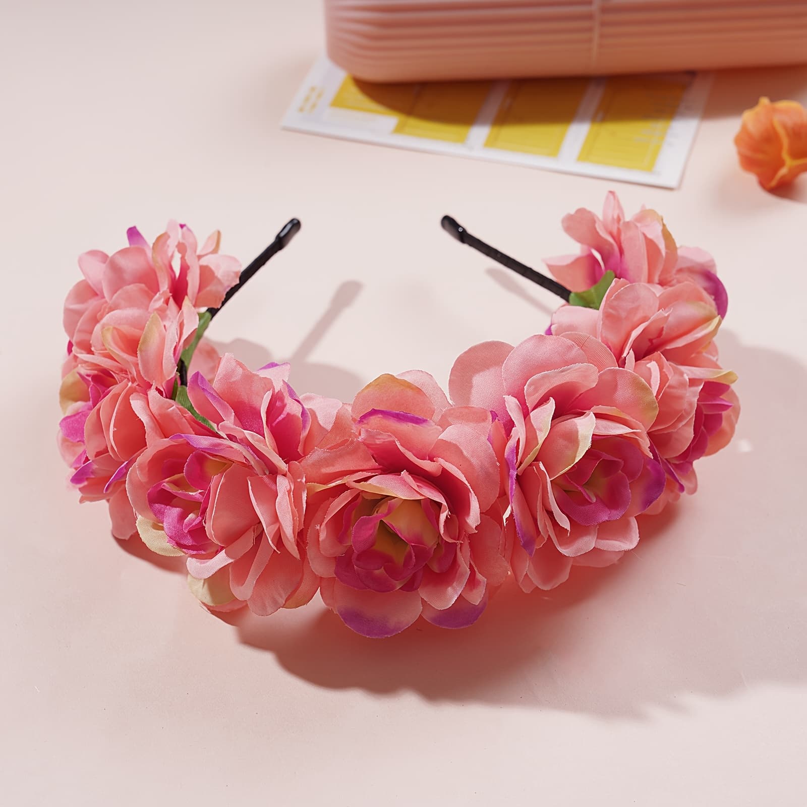 TEMU Floral Hair Clip Peony Wreath Headband For , Sweet Non-slip Hair Hoop, Hairpin Accessory