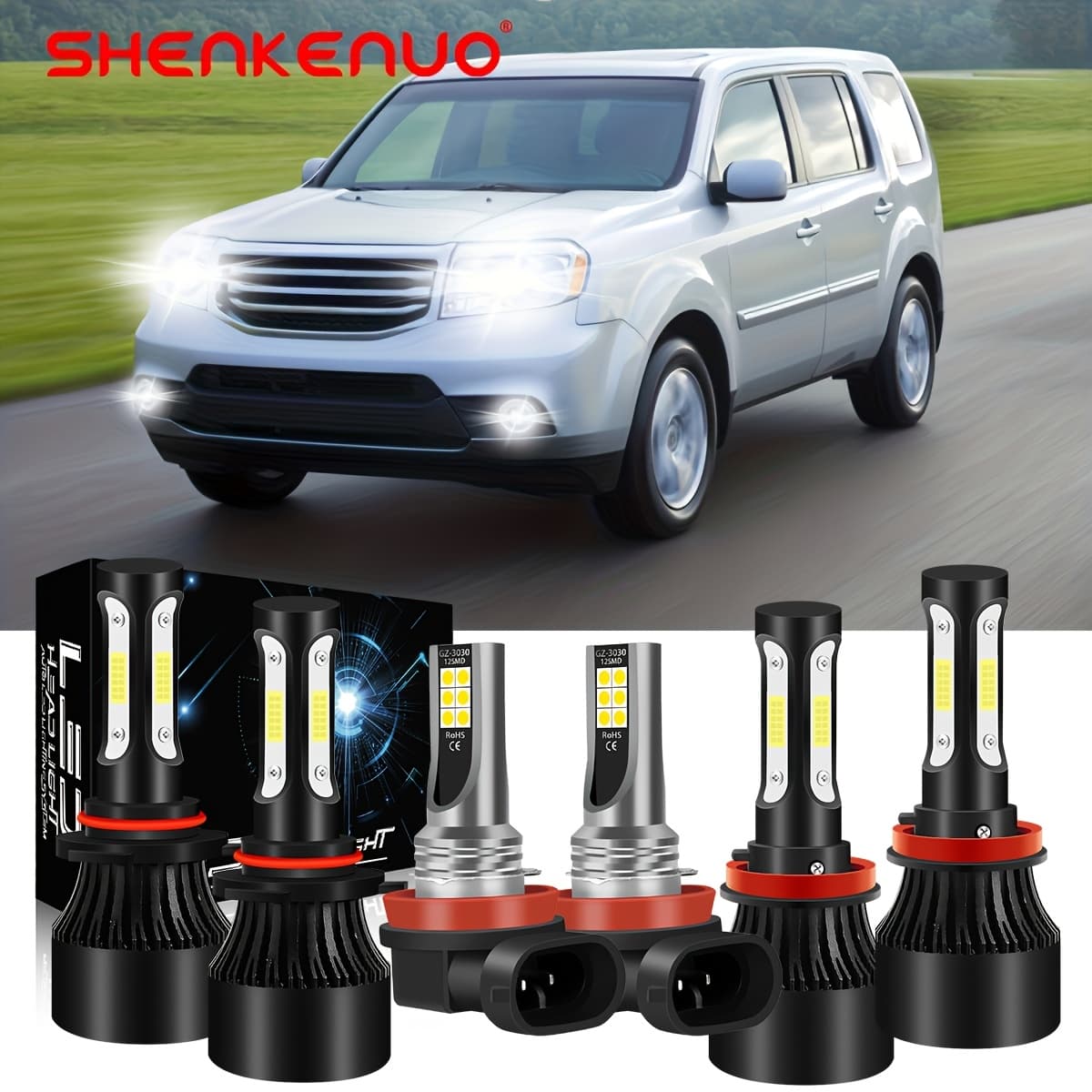 TEMU For Pilot 2006-2018 6pcs Led Headlight High Light Bulbs Combo