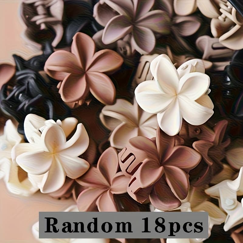 TEMU 18pcs Of Plumeria Shark Clips, Small Non-slip Broken Hair Clips, Commuting Dating Hair Additions, Female Organizing Artifact, Portable Frosted Hair Clip Set