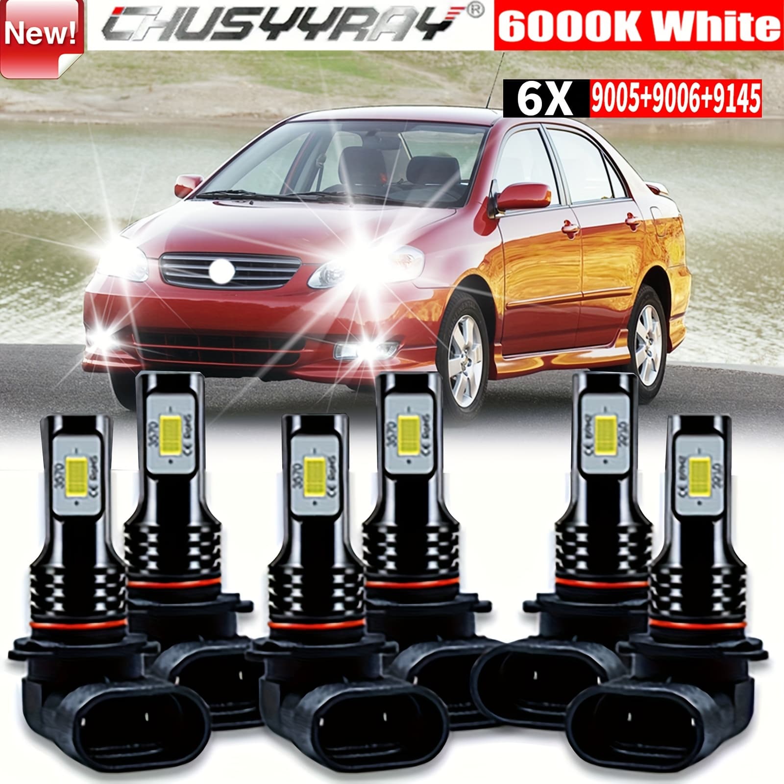 TEMU Led High Beam/low Beam/fog Lamp 110w 30000lm 6000k Suitable For Corolla 2005 2006 2007 2008...