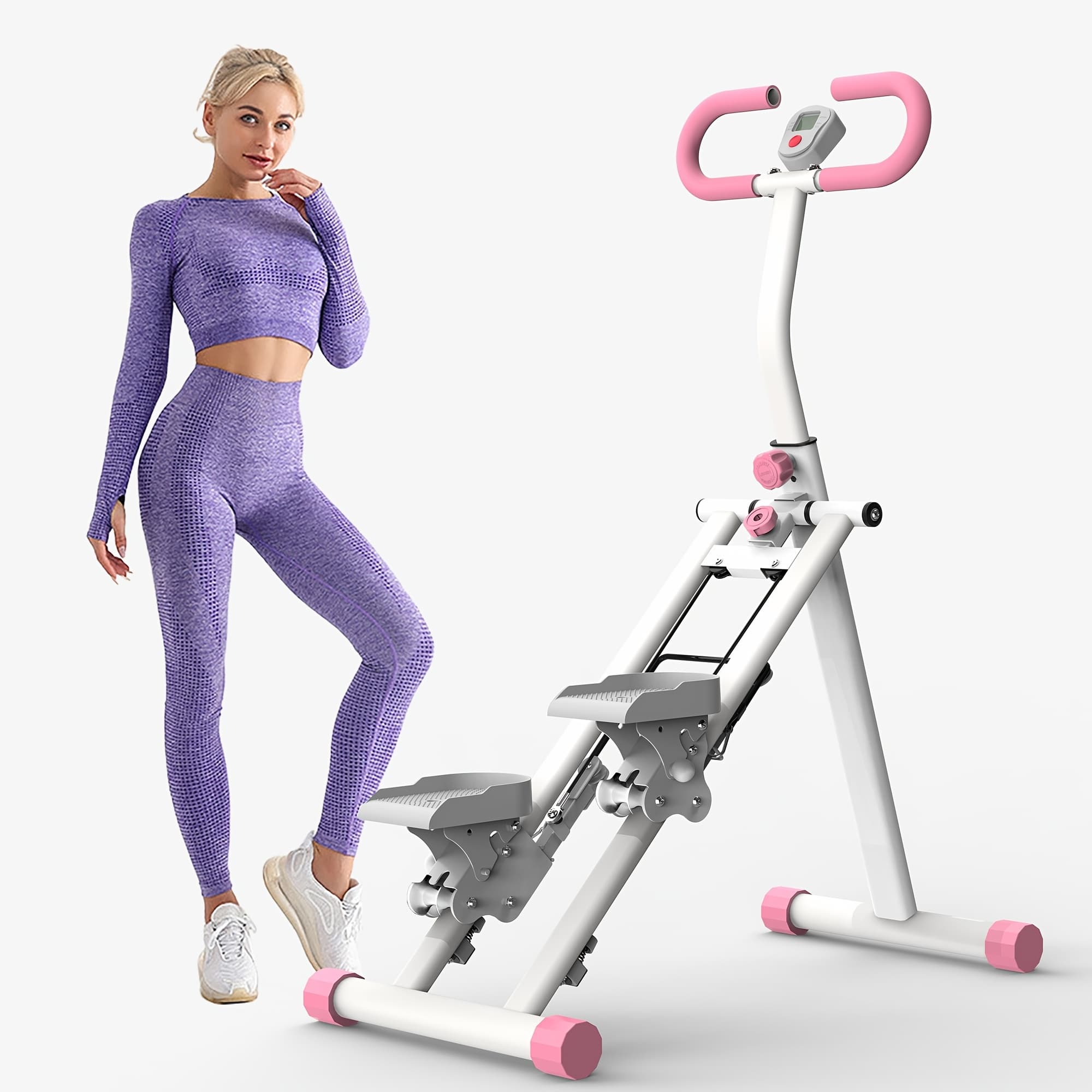 TEMU For Home Gym Stair Stepper, Vertical Climber Equipment For Fitness, Space-saving Folding Cardio Climber With Increased Step Range, Handlebars And Pedals, Without Battery