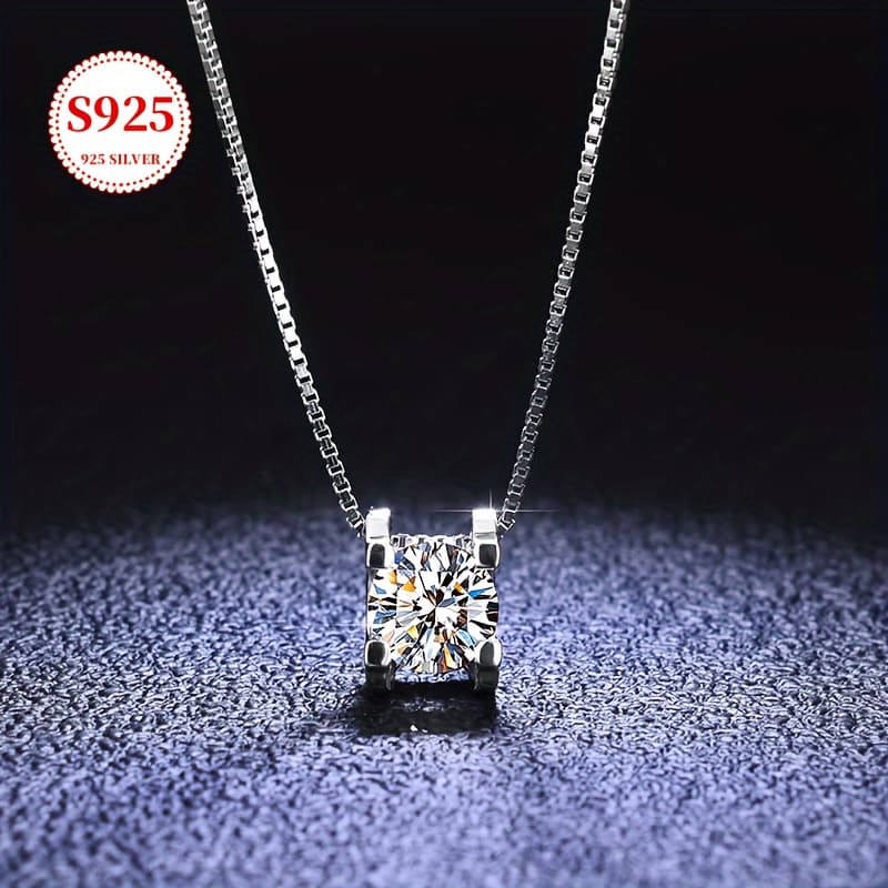 TEMU Silvery Necklace] S925 Silvery Silvery Necklace, Women's Necklace, Classic Pendant, Fashionable Trendy Jewelry, Collarbone Chain, Engagement Necklace, Gift For Women, Gift, Holiday Gift