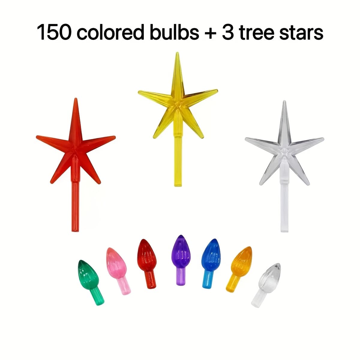 TEMU 150pcs Ceramic Christmas Tree Replacement Bulbs + 3 Flame , Medium Twist Lights For Holiday Decor