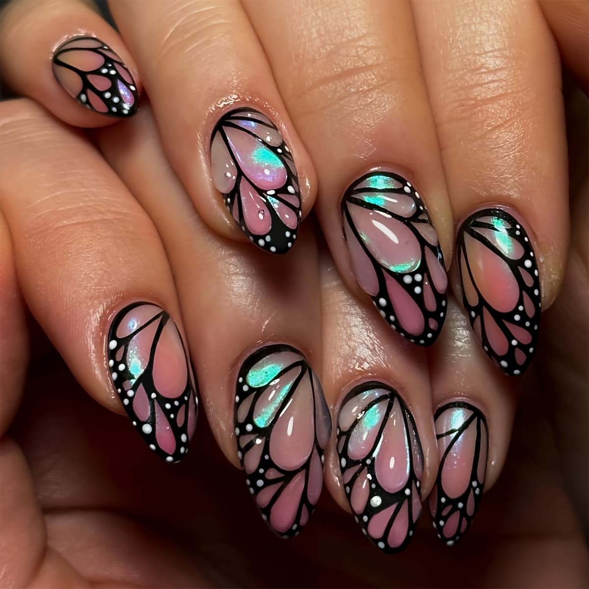 TEMU A Set Of 24 Almond-shaped 3d New Craft Nail Patches With Stripes And Pure Desire Wings, Suitable For And. The Box Includes A Nail File And Jelly Glue For Easy Application And Wearing