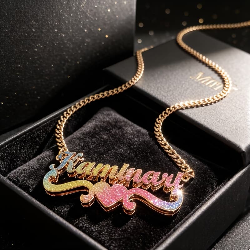 TEMU Custom Name Necklace Personalized Name Necklace Bling Name Necklace Women Name Pendant Gift For Her
