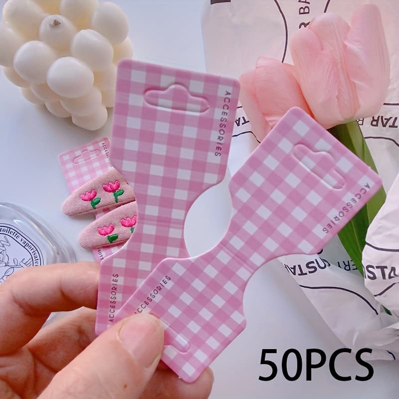 TEMU 50pcs Pattern Jewelry Display Card Holder Tags For Storing And Displaying Necklaces, Bracelets, Earrings, Hair Bands, Small Business Supplies - Jewelry Making Display And Packaging Supplies