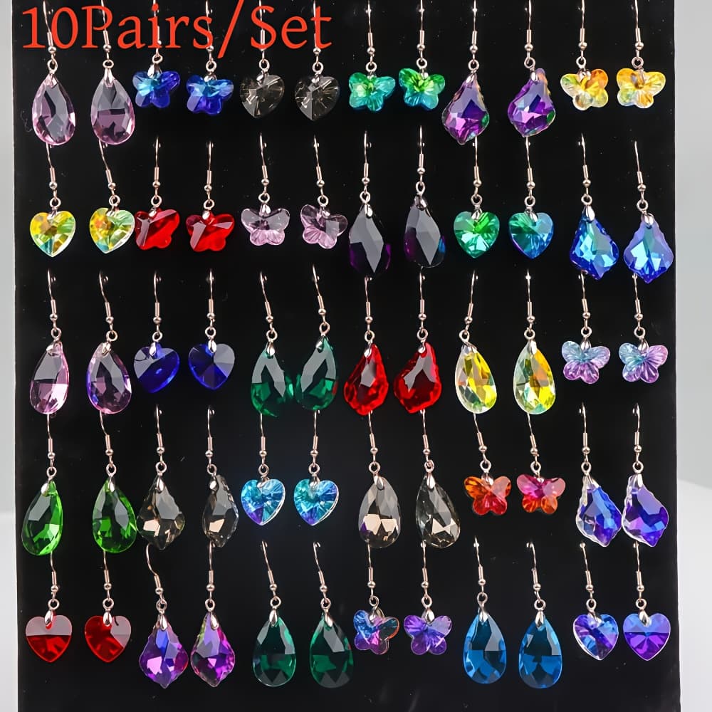 TEMU 10pairs Elegant Colorful Heart Earrings Mix Jewelry Accessories For At Parties For