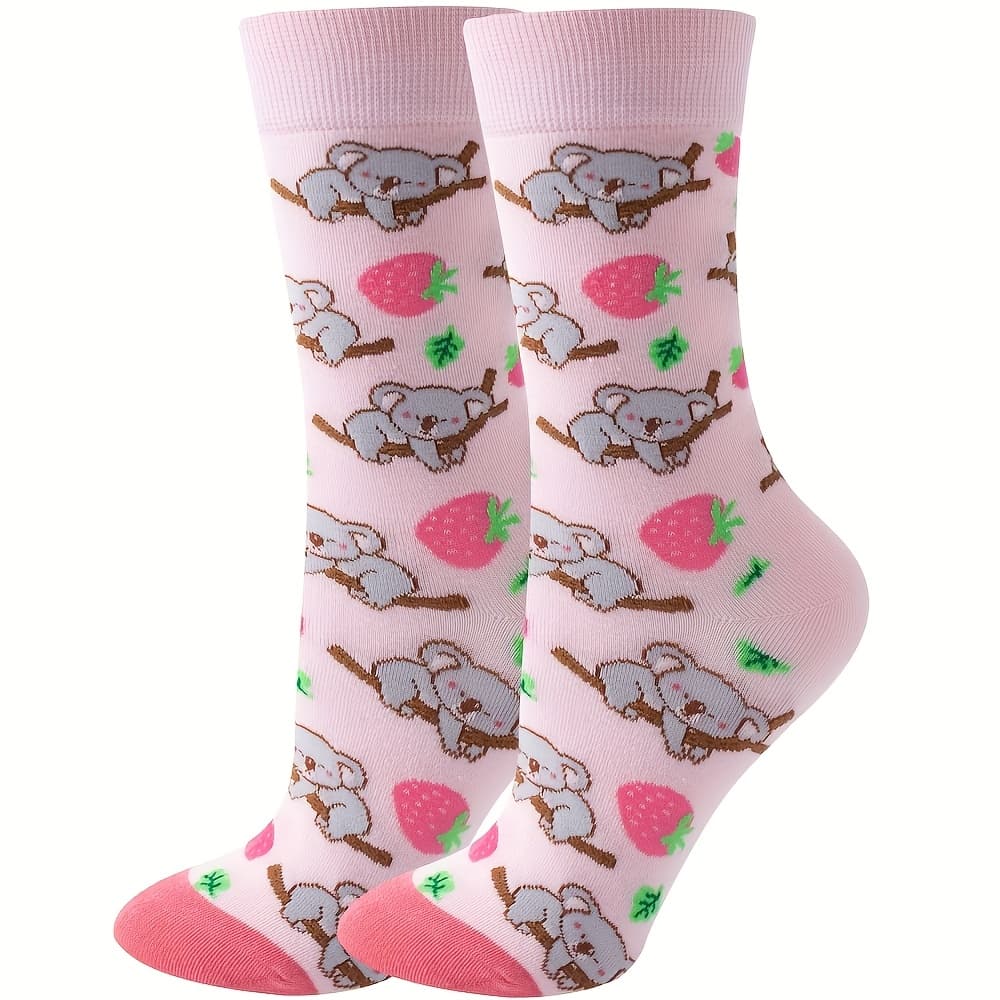 TEMU A Set Of Adorable Mid-calf Socks Featuring A Pink , Perfect For And Style