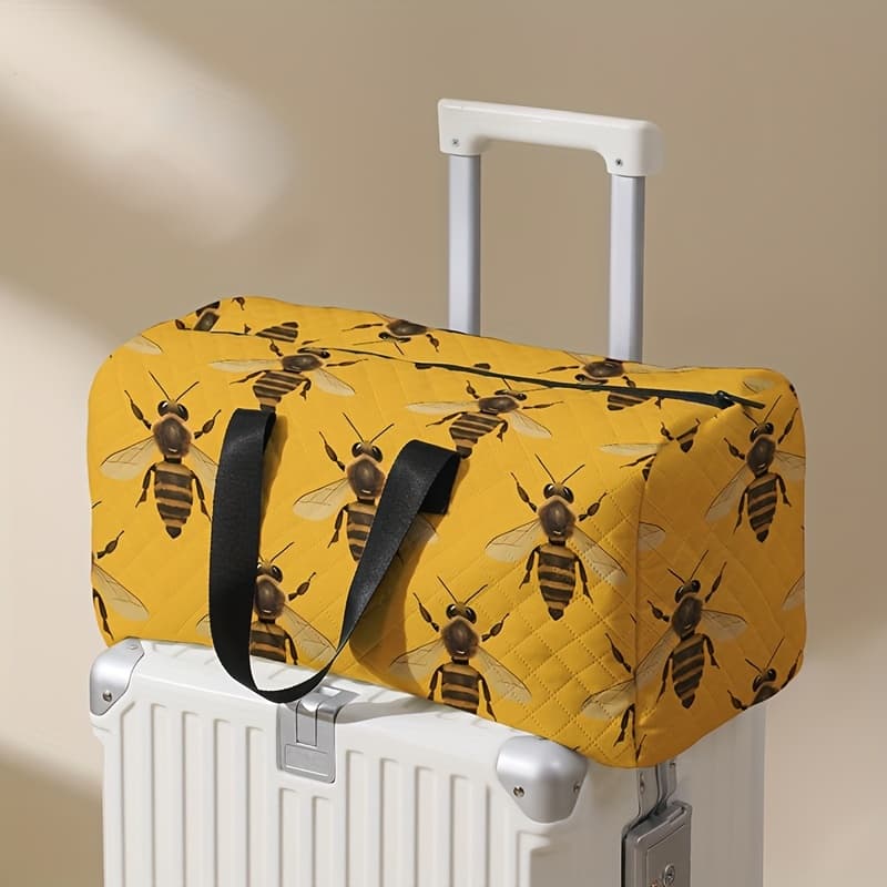 TEMU Bee Pattern Fashionable Luggage Bag, Large Capacity Handbag, Portable Handbag, Travel And Holiday Overnight Luggage Bag, Suitable For Storage, Suitable For Men And Women