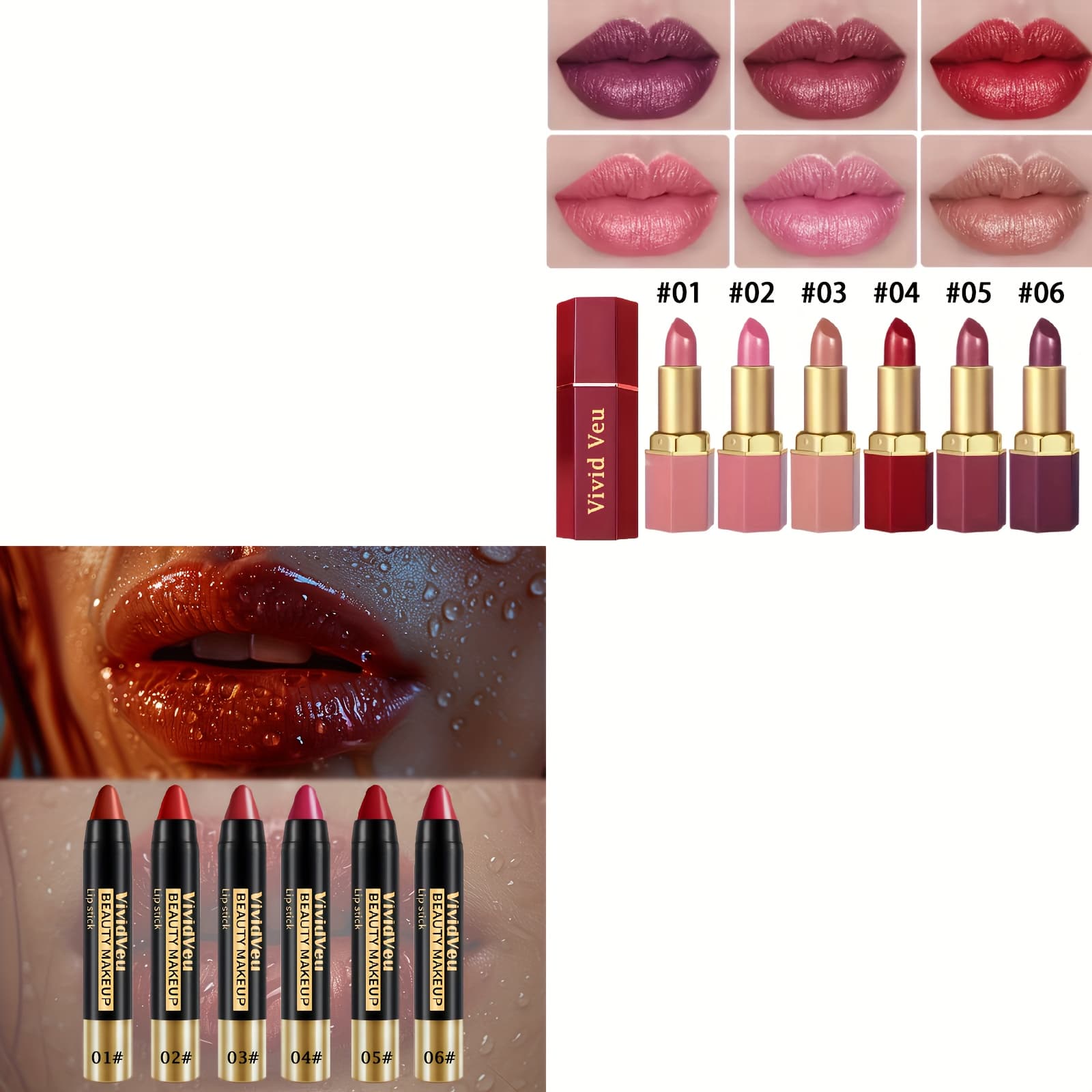 TEMU 12pcs Lipstick Set - 6 Automatic Lip Pencils & 6 Glossy Lipsticks | Waterproof Non-transfer Matte/, Long-lasting Hydration, Automatic Pencil Application For Skin Types | & Lip Colors, Gift