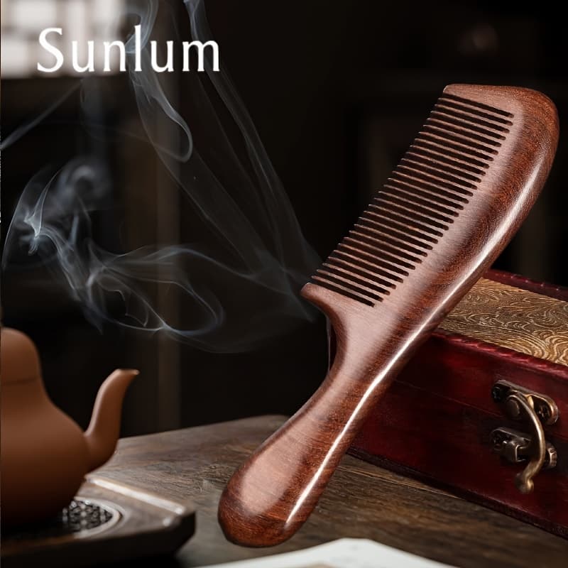 TEMU Natural Fine-tooth Round Handle Hair Comb/crescent Comb - With Fragrance, Scalp Massager, Suitable For All Hair Types, Premium Comb, Ideal For Long And Curly Hair