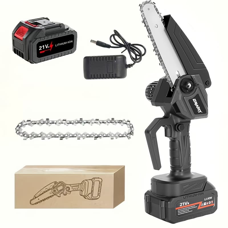 TEMU Mini 6-inch Cordless Chainsaw With Splash Guard & Safety Lock, Great For Gardening, Camping, Firewood, Diy And A Perfect Gift For Parents.black Promotion, Birthday, Christmas Or Festival Gift